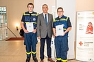 v. l. Philipp Fröhberg, Innenminister Andreas Breitner und Bastian Folkers.